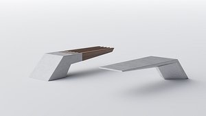 PARK MODERN BENCH WING WOOD AND CONCRETE model