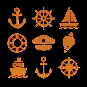 Sailboat logo bag UI collection colorful 9 models 3D model