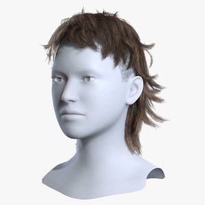 3D Realistic Brown Mullet Wolf Cut Hairstyle 3D Asset model