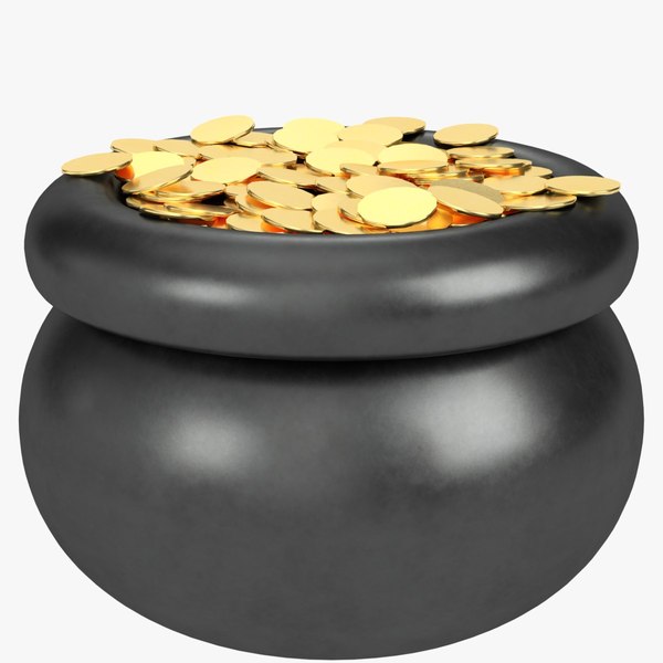 pot gold coins 3D model