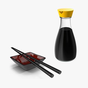 Sushi Sauce and Japanese Sticks Collection 3D model