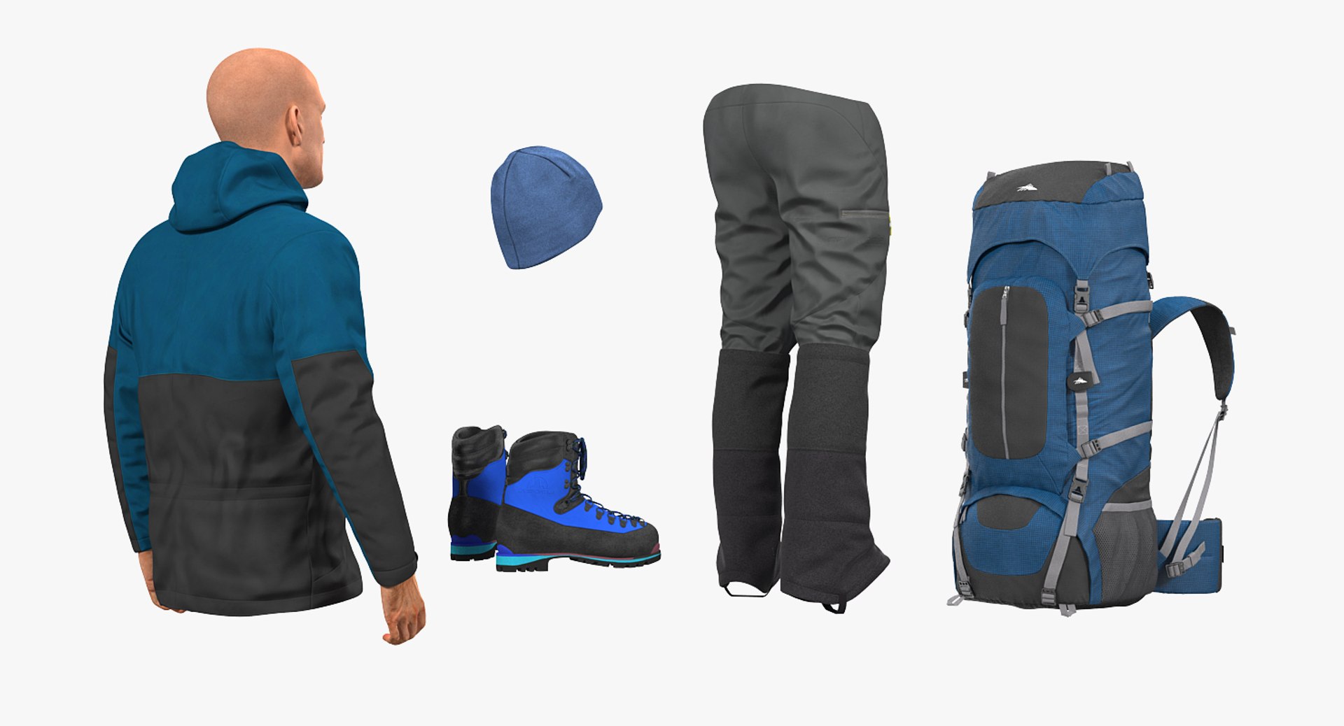 Winter hiking clothes men model TurboSquid 1268622