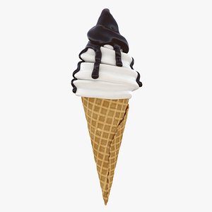 3D Soft Serve Ice Cream Cone 02 Syrup