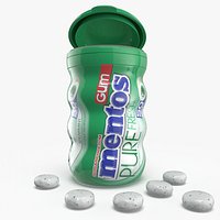 Mentos Pure Fresh Gum Spearmint 50pc Curvy Bottle