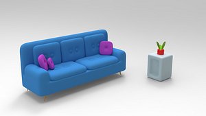Sofa and Stand Illustration 3D