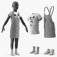 Disney Kids Girls Outfit on Mannequin White Black