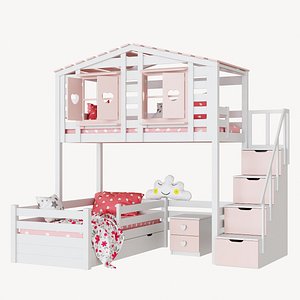 3D model children s 2-level bed
