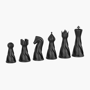 3D Chess set pieces spiral model