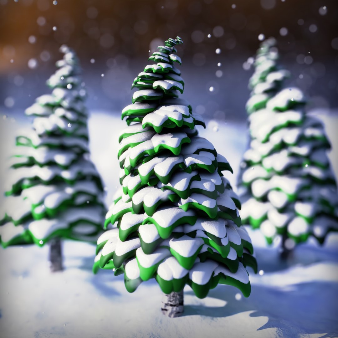3D Stylized Trees With Snow - Geometry Nodes - TurboSquid 2178014
