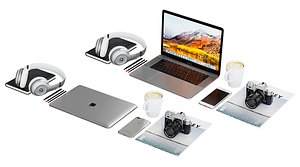 3D Workplace Silver Macbook BLENDER Cycles model