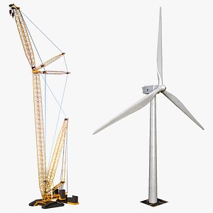 3D High Crawler Crane and Wind Turbine