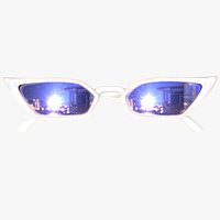 Vintage White Thin Cat Eye Sunglasses - Game Asset