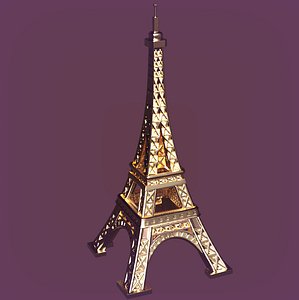 3D cartoon eiffel tower