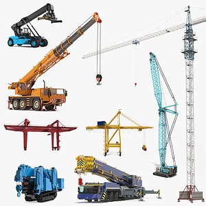 Rigged Cranes Collection 4 3D