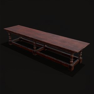 3D Medieval Elegant Long Dining Table model