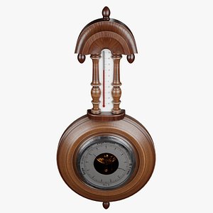 old barometer thermometer 3D model