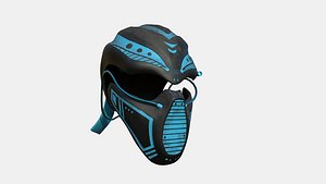 3D SciFi Ninja Mask A10 Black Blue - Character Design Fashion model
