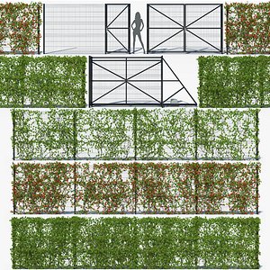 3D Metal Fence 3D H - 203 with Ivy Collection model