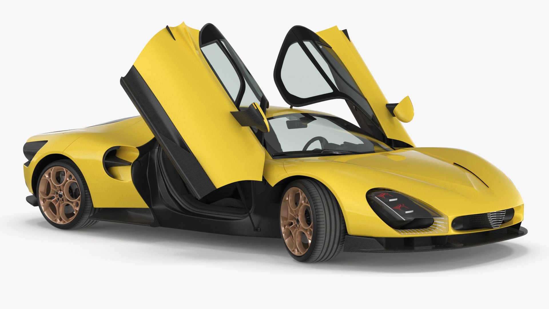 Luxurious Supercar Coupe Yellow Rigged for Cinema 4D 3D model preview