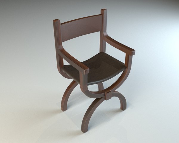 wooden chair leather seat 3d max