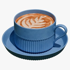 Modern Ceramic Coffee Cup and Saucer with Latte Art