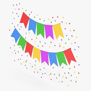 3D Colored Party Banner model