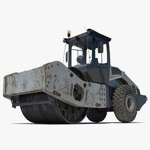Heavy Duty Single Drum Compactor Dirty Rigged for Cinema 4D