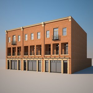 3d 3 brick building model