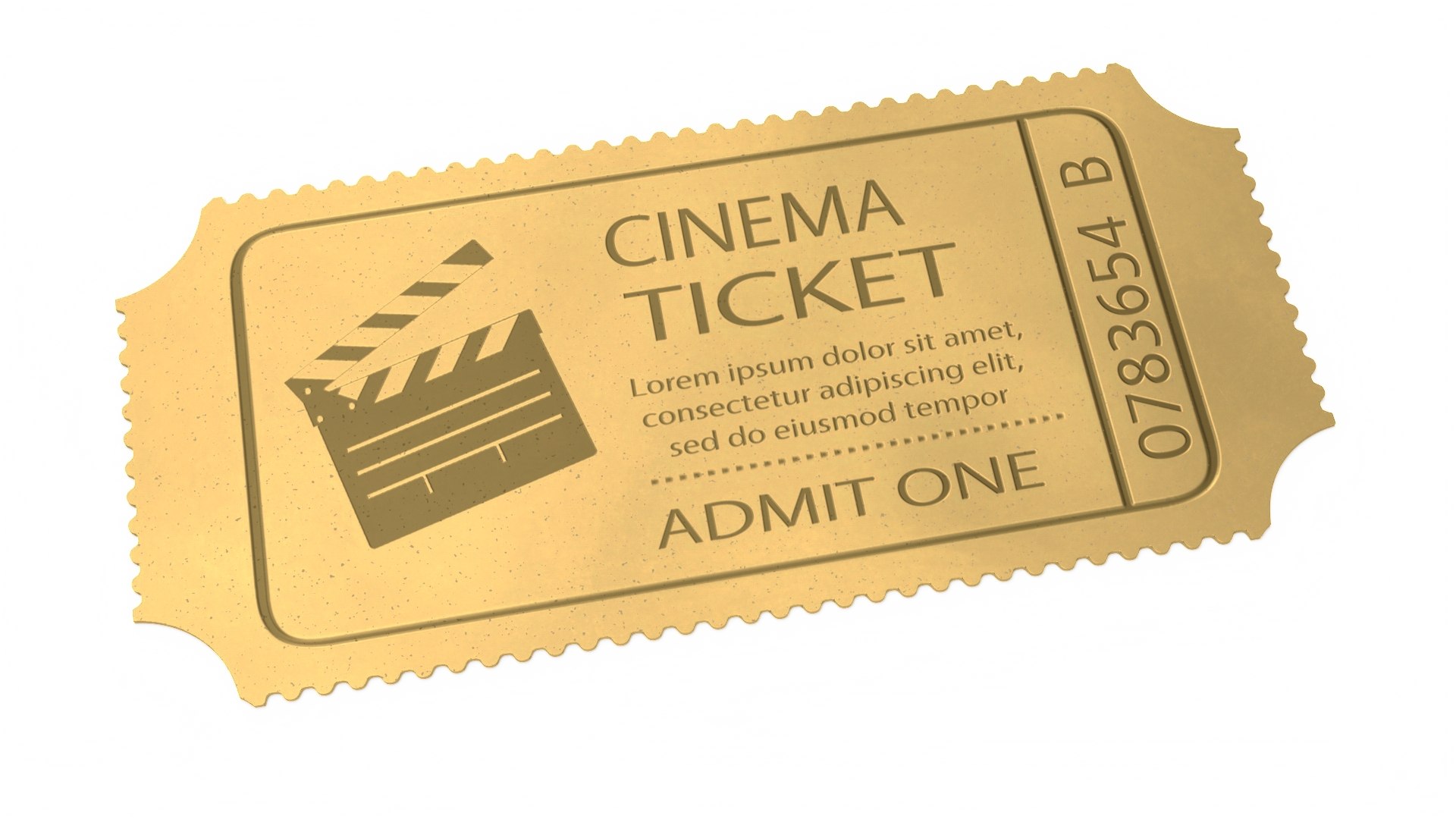 3D Cinema Golden Ticket - TurboSquid 2238378