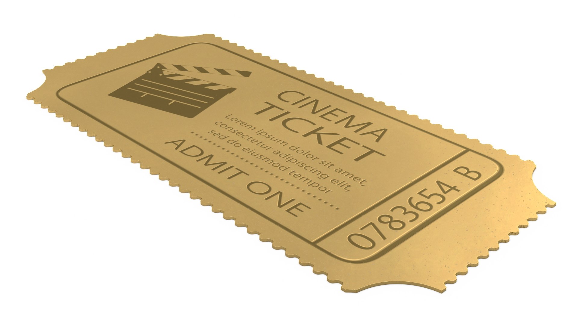 3D Cinema Golden Ticket - TurboSquid 2238378