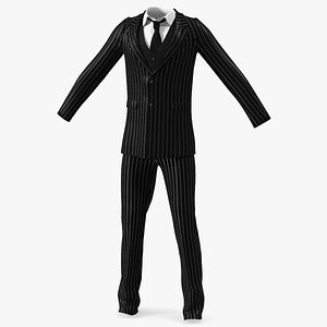 3D Pinstripe Suit with Tie