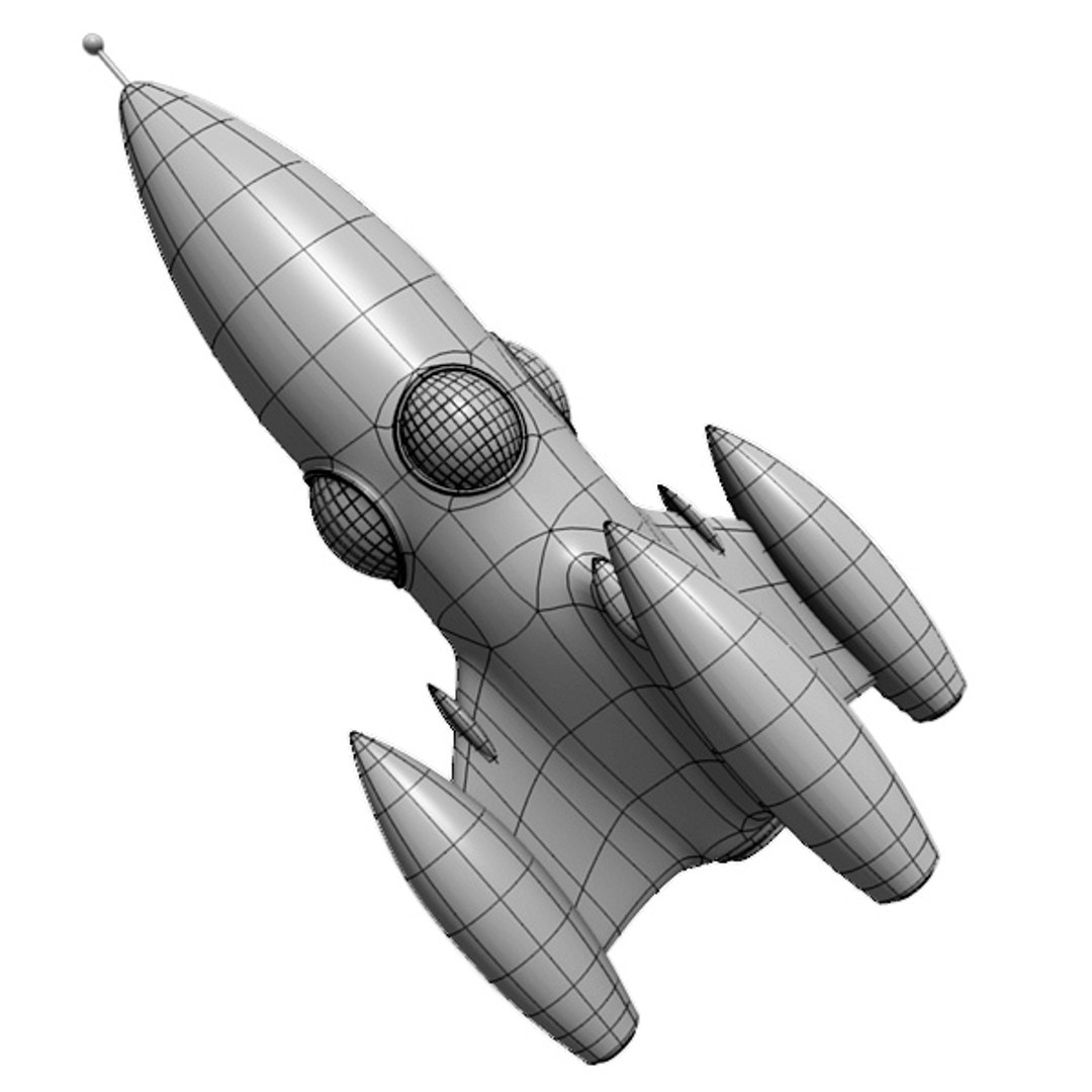 Cartoon Space Rocket Obj