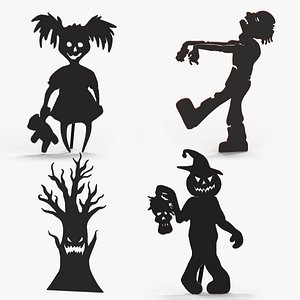 3D Halloween Silhouette Decoration model