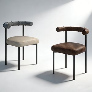 Modern Designer Dining Chair Upholstered Seat 3D Model 3D model