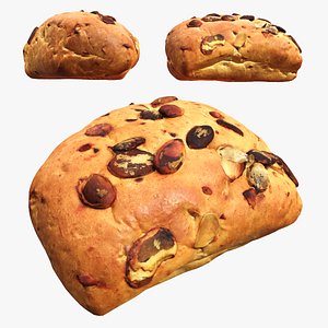 3D model Breakfast bun with sunflower seeds