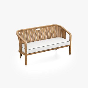 Curve Luxury wooden Bench with fabric seat 2 3D model
