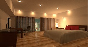3d model of room night scene