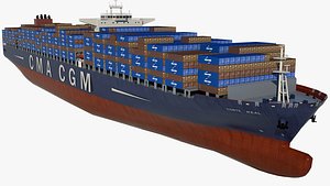 container ship cma corte 3D model