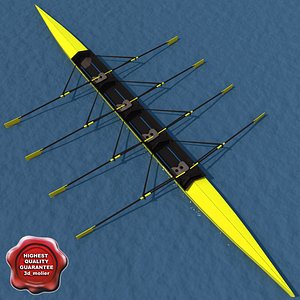realistic rowing boat 3d model