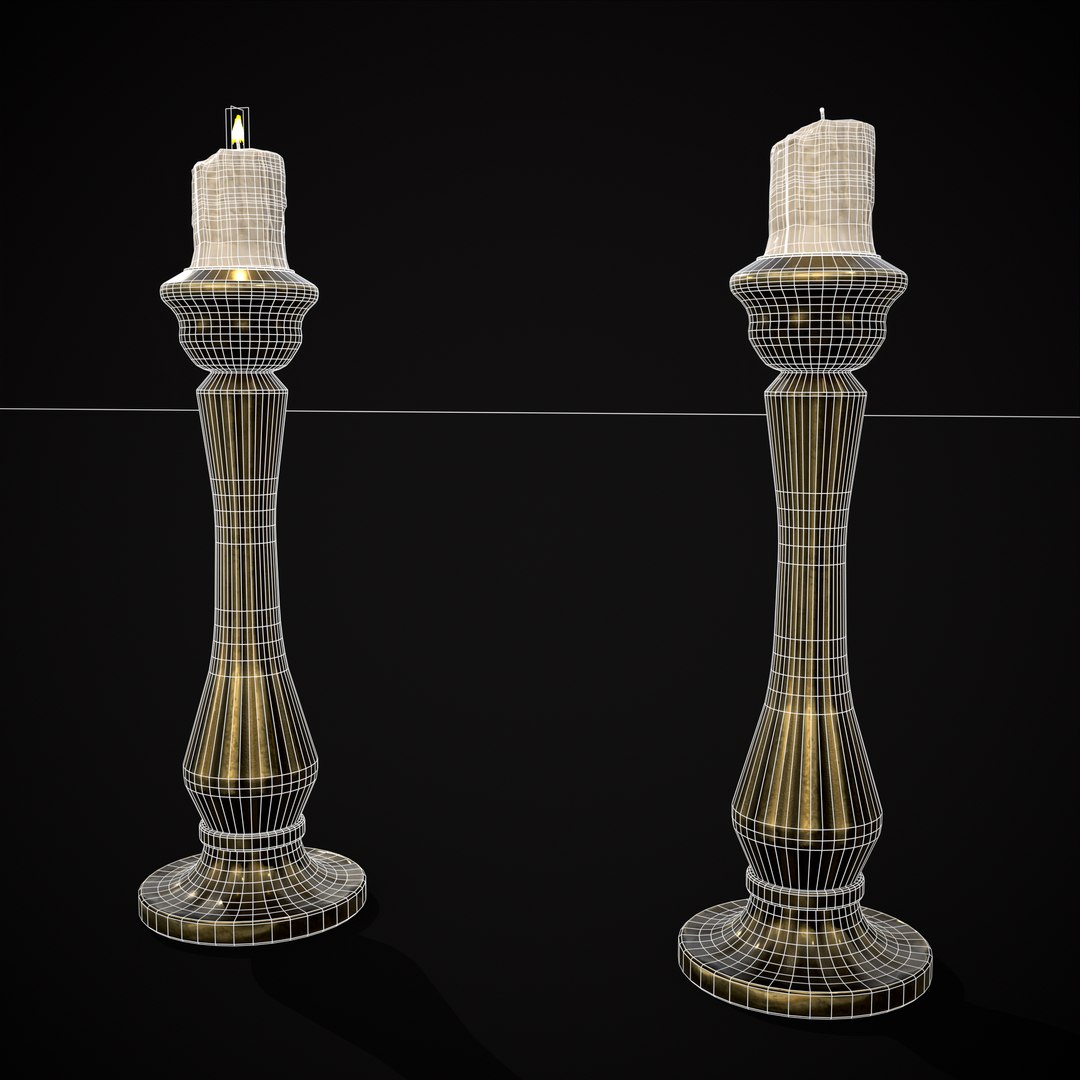 3D Tall Brass Chamberstick - TurboSquid 2097339