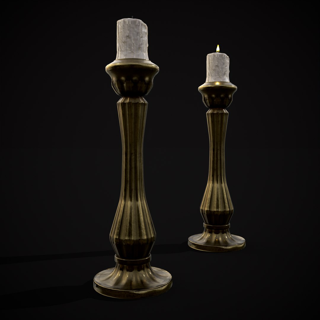 3D Tall Brass Chamberstick - TurboSquid 2097339