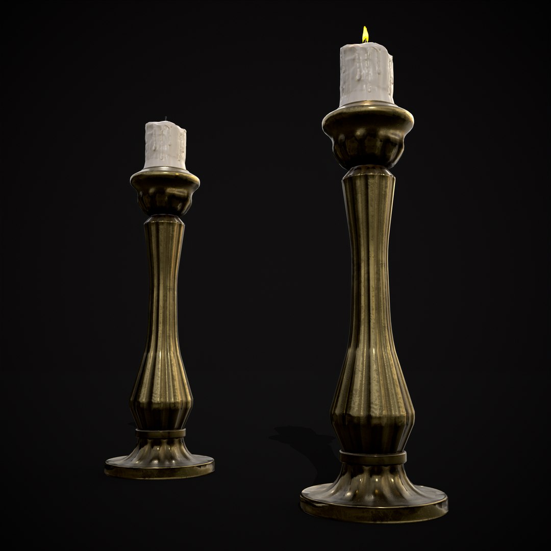 3D Tall Brass Chamberstick - TurboSquid 2097339