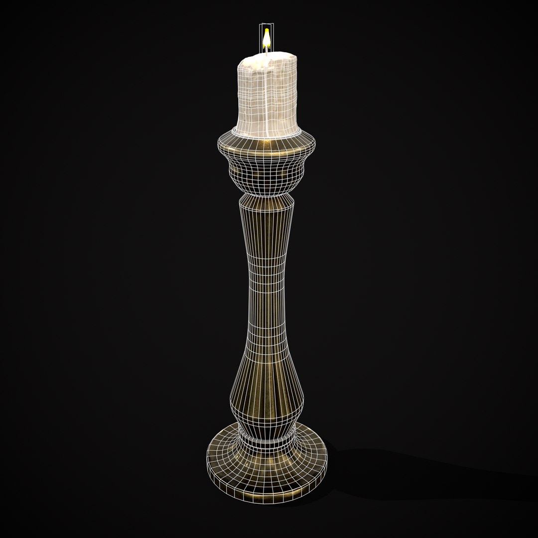 3D Tall Brass Chamberstick - TurboSquid 2097339