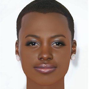 Lupita Nyongo Head - No Hair - Low poly head for game