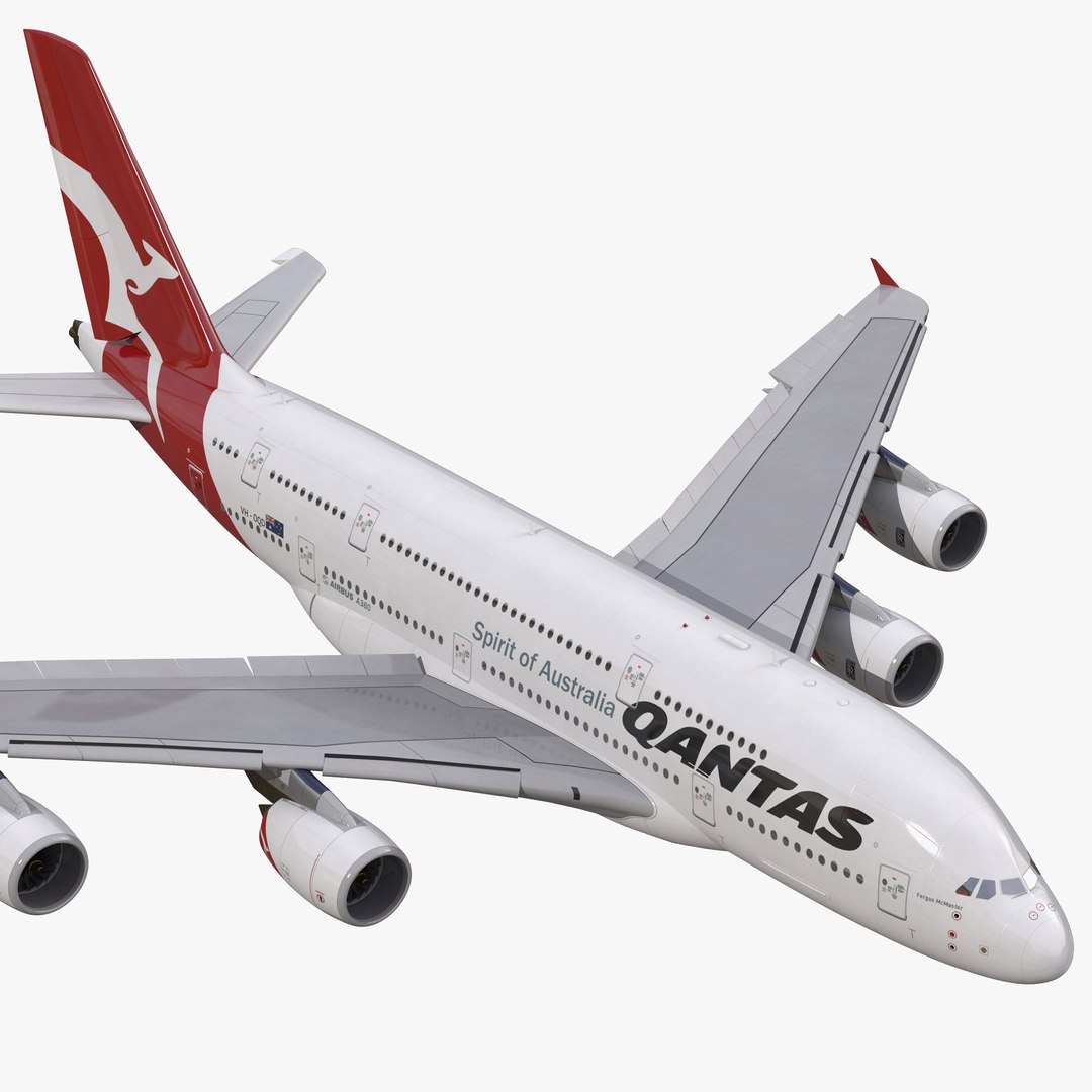 Airbus A380-800 Qantas Rigged 3D Model 3D model preview