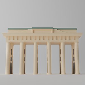 3D Cartoon Berlin Brandenburg Gate Landmark model