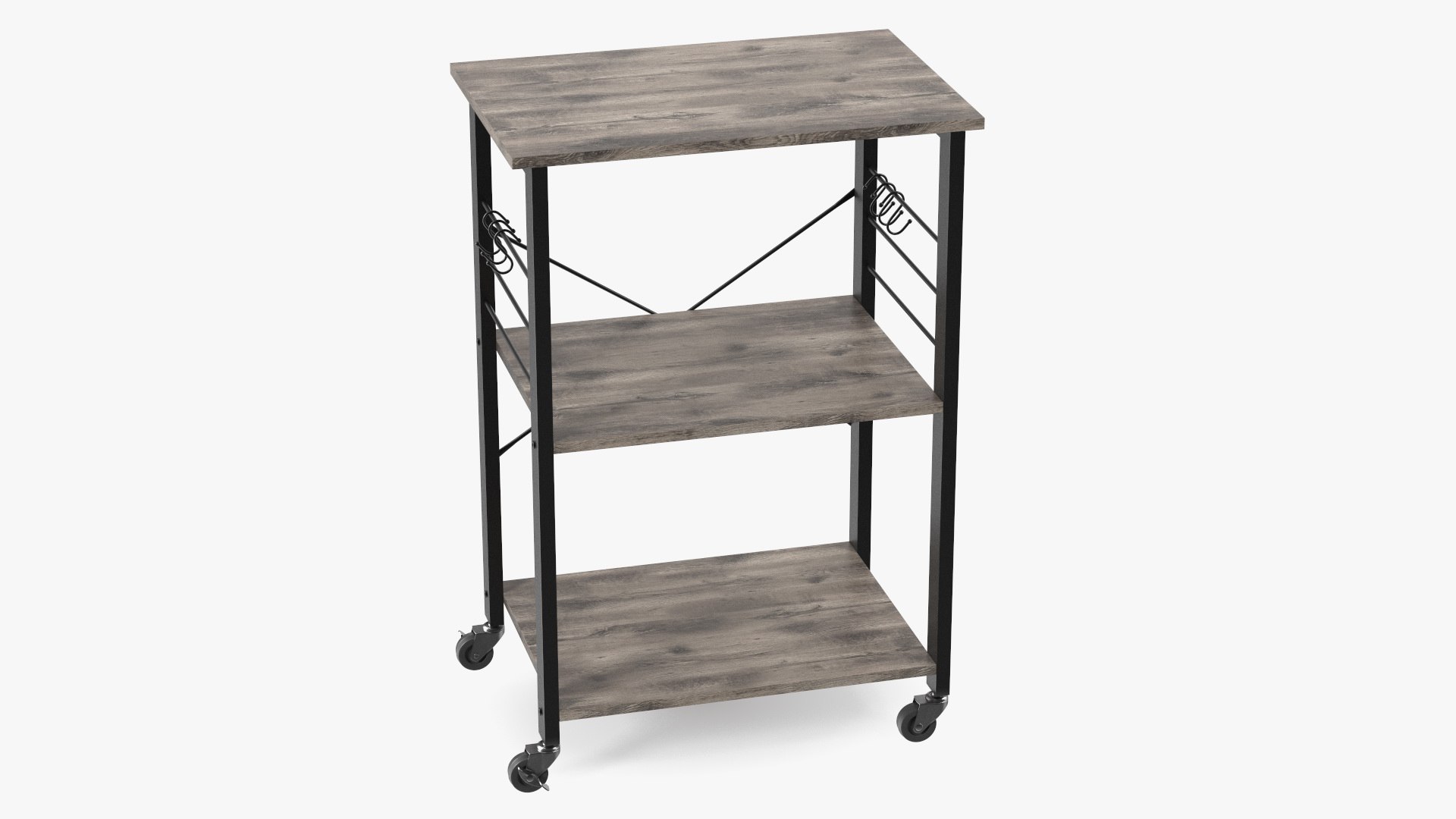 Metal Kitchen Cart Gray Wood 3D model preview