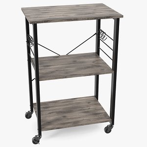 Metal Kitchen Cart Gray Wood
