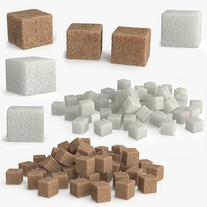 Brown and White Sugar Pieces Collection 3D model