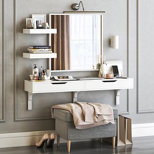 IKEA ALEX dressing table with STRANDMON ottoman and NISSEDAL mirror